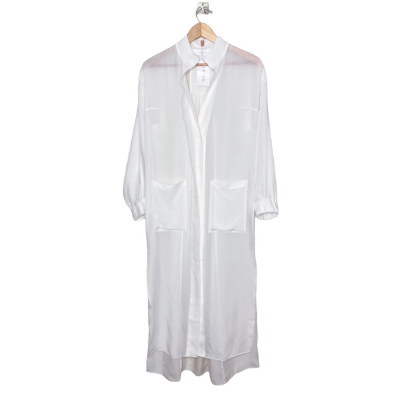 Lunya Long Washable Silk Robe White Starlight XS - Picture 3 of 5